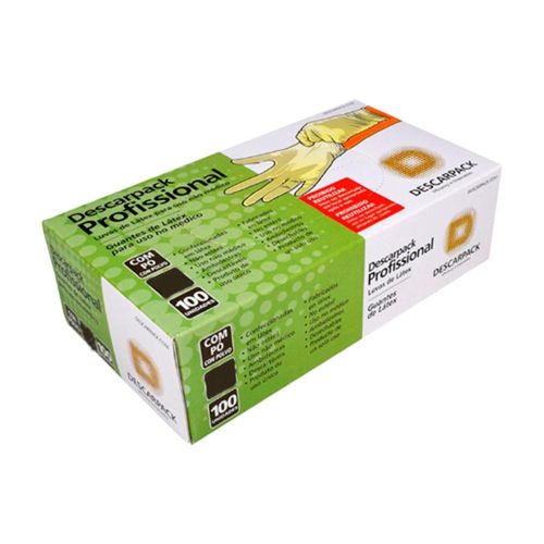 Luvas Descartáveis em Látex com Pó Descarpack Cor Branca Tamanho PP com 100 Unidades