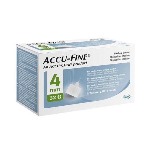 Agulha para Caneta Aplicadora de Insulina Accu Fine 32G Accu-Chek 4mm com 100 Unidades