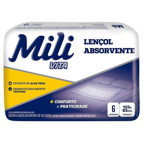 Lençóis Absorvente Descartáveis Mili Vita com 36 Lençóis