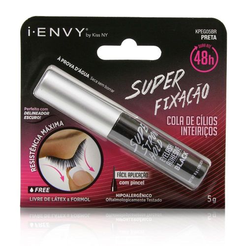 Cola para Cílios Kiss New York I-Envy Super Fixação 48H Preta 5g