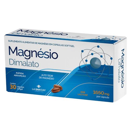 Magnésio Dimalato La San-Day com 30 Cápsulas Softgel