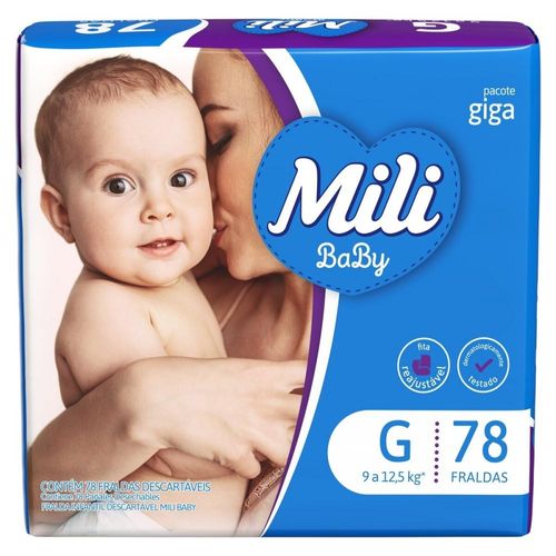 Fraldas Descartáveis Mili Baby Tamanho G Pacote Giga com 78 Unidades