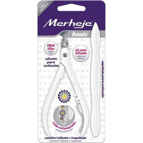 Kit Merheje Basic Flores com 1 Alicate para Cutículas + 1 Espátula