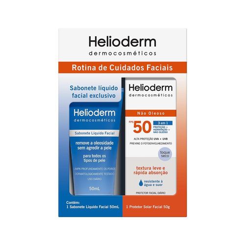 Kit Helioderm Dermocosmético Facial FPS 50 200ml + 1 Sabonete Líquido 50ml