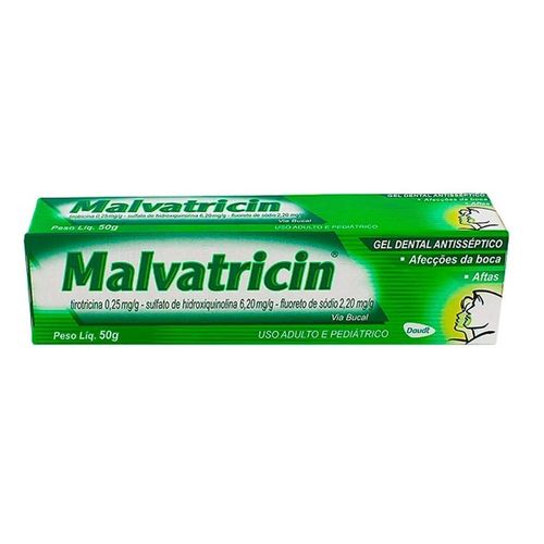 Malvatricin 0,25mg + 6,2mg + 2,2mg Gel de Uso Bucal Bisnaga 50g