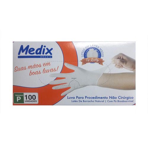 Luvas Descartáveis de Látex P com pó Medix com 100 Unidades