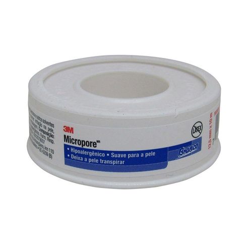 Fita Micropore Hipoalergênica Branca 12,5mm X 10m com 1 Rolo