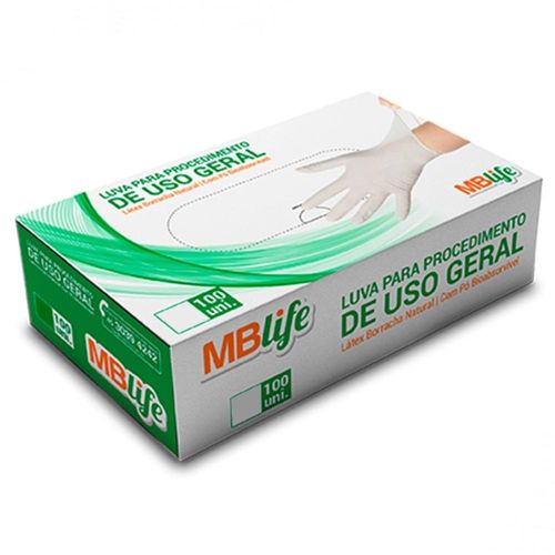 Luvas Descartáveis Látex MB Life Medix G com 100 Unidades