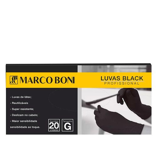 Luvas em Látex Black Marco Boni Tamanho G com 20 Unidades