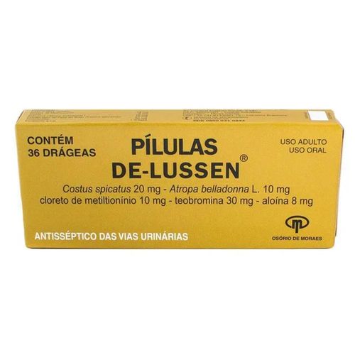 Pílulas De-Lussen 8mg + 10mg + 30mg + 10mg + 20mg com 36 Drágeas