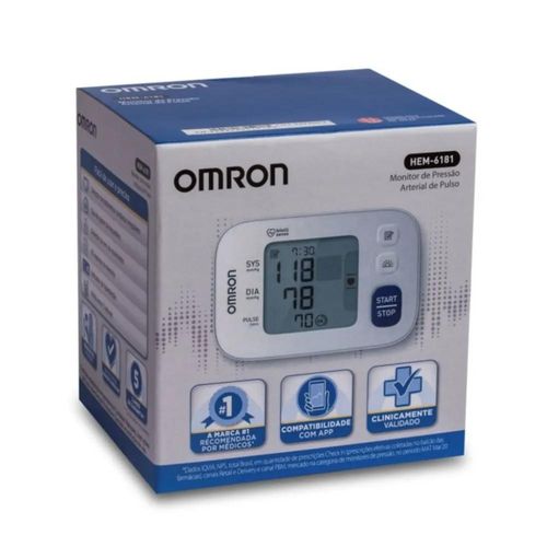 Monitor de Pressão Arterial de Pulso Omron Hem-6181 Connect com 1 Unidade