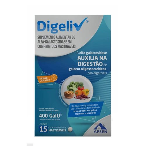 Digeliv 400FCC Laranja com 15 Comprimidos Mastigáveis