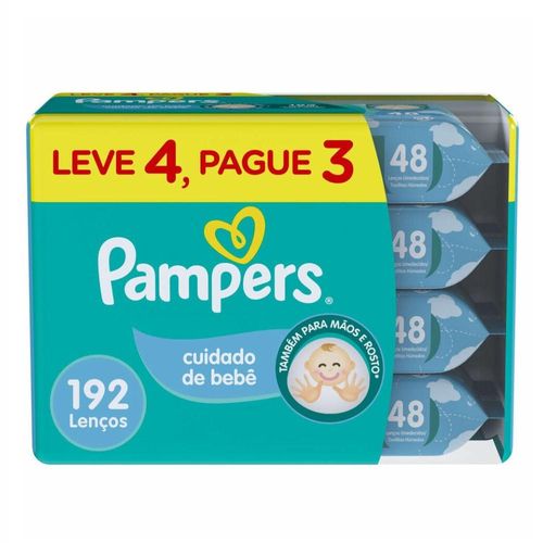 Lenços Umedecidos Pampers Cuidado de Bebê com 192 Unidades