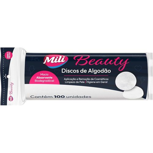 Discos de Algodão Mili Beauty com 100 Unidades