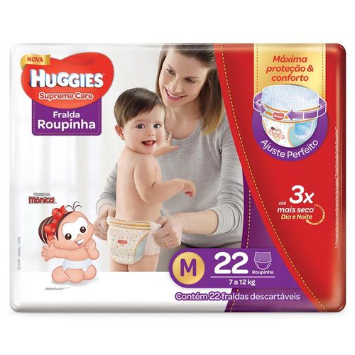 Fralda Roupinha Huggies Supreme Care Tamanho M com 22 Unidades