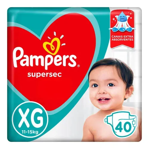 Fralda Pampers Supersec Hiper XG com 40 unidades