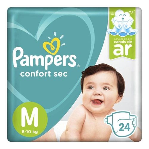 Fralda Descartável Infantil Pampers Confort Sec m Pacote 24 Unidades