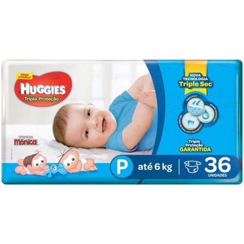 Fralda Descartável Infantil Huggies Tripla Proteção Recém-nascido P Pacote 36 Unidades