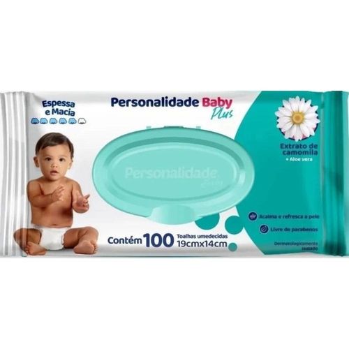 Toalhas Umedecidas Personalidade Baby Plus com 100 Unidades