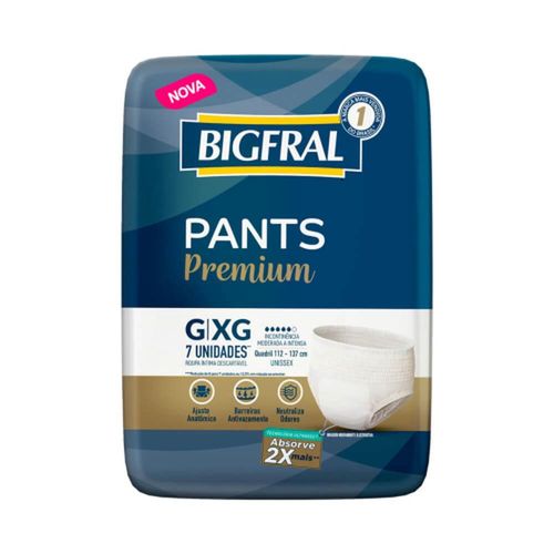 Roupa Íntima Descartável Bigfral Pants Premium Tamanho G/XG com 7 Unidades