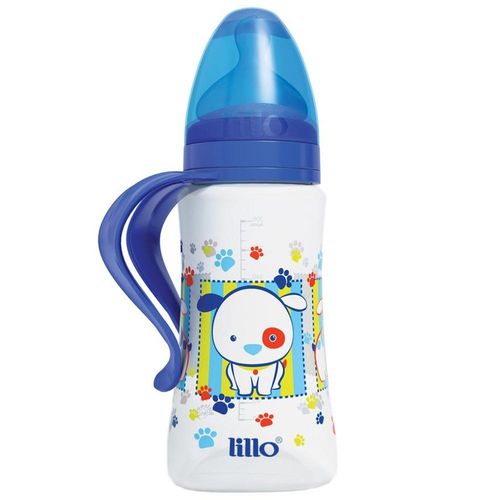 Mamadeira Lillo Design Fashion com Alça Bico Ortodôntico Tamanho 2 Azul 300ml