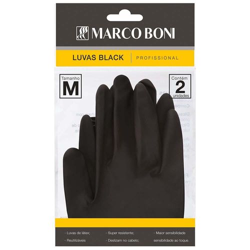 Luvas Descartáveis Black Marco Boni Tamanho M Preto com 1 Par