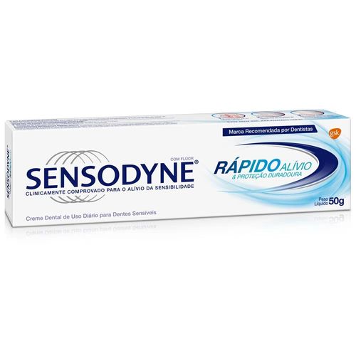 Creme Dental Sensodyne Rápido Alívio & Proteção Duradoura Pague 2 e Leve 3 Unidades com 50g