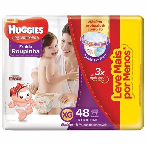 Fralda Huggies Roupinha Supreme Care Hiper XG com 48 Unidades