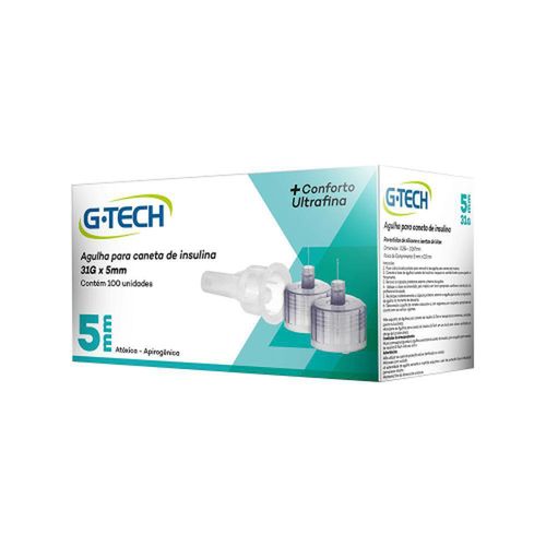 Agulhas para Caneta de Insulina G-Tech Tamanho 31G com 100 Unidades