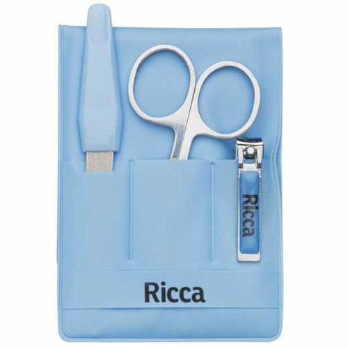 Kit Manicure Infantil Ricca com 1 Cortador de Unha + 1 Tesoura de Unha Infantil + 1 Lima com Cabo de Plastico