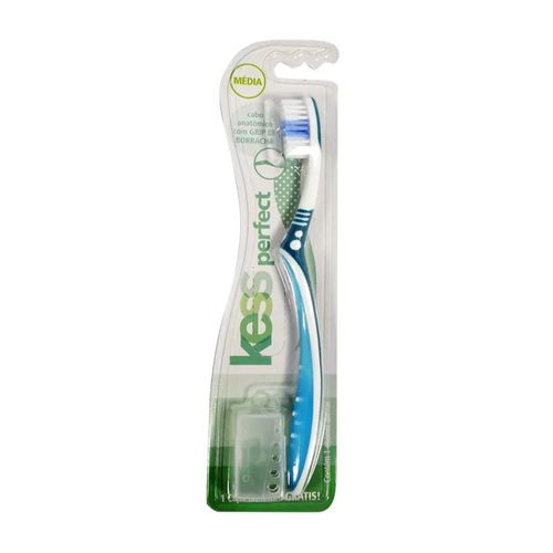 Escova Dental Perfect Média Kess com 1 Unidade + 1 Protetor para Cerdas