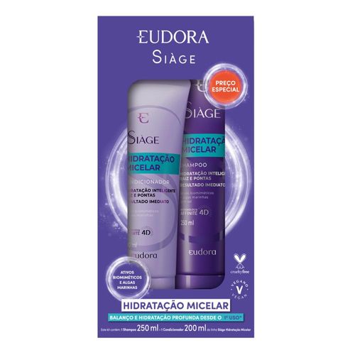 Kit Hidratação Micelar Eudora Siàge com 1 Shampoo 250ml + 1 Condicionador 200ml