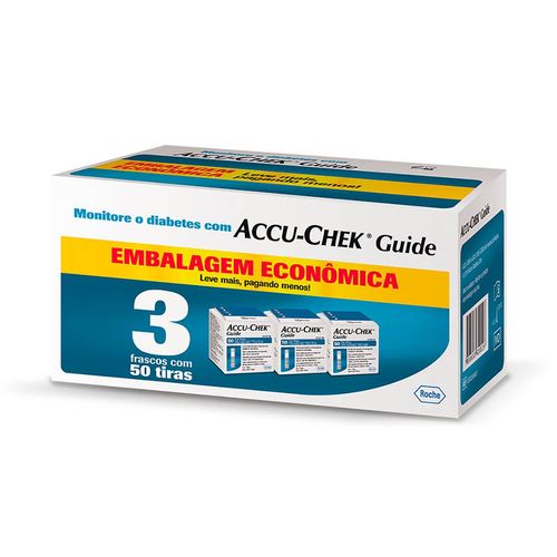 Tiras para Controle de Glicose Accu-Chek Guide com 3 Unidades com 50 Tiras
