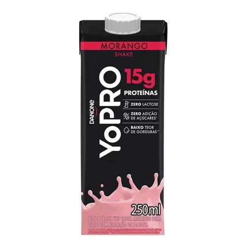 Yopro Líquido Bebida Láctea + 15g Proteina Sabor Morango Shake Zero Lactose