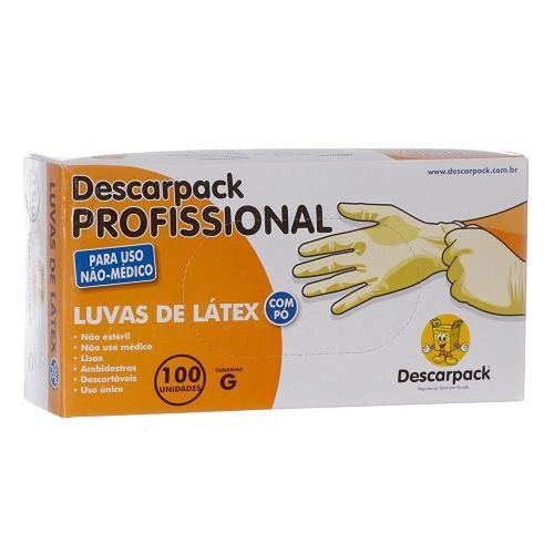 Luva de Látex G Profissional Descarpack com 100 Unidades
