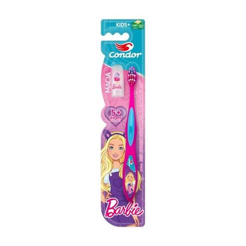 Escova Dental Barbie Macia com Capa Protetora Grátis Condor com 1 Unidade