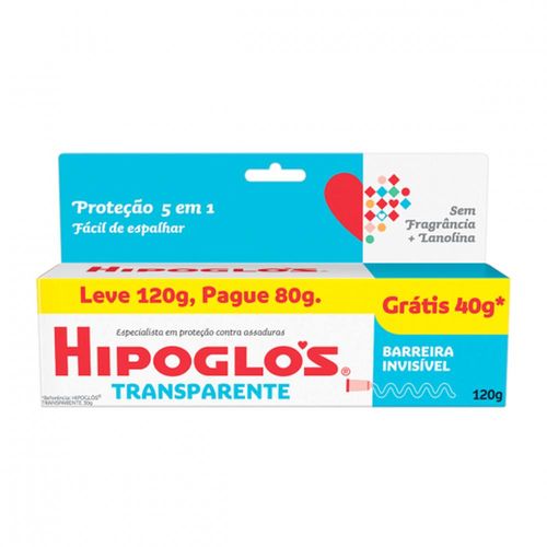 Creme para Assaduras Hipoglós Transparente Pague 80g e Leve 120g