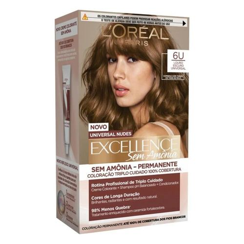 Kit Coloração L'Oréal Paris Excellence Nudes Sem Amônia 6U Louro Escuro com 1 Unidade