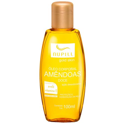 Óleo Corporal de Amêndoas Doce e Avelã Nupill Gold Skin 100ml