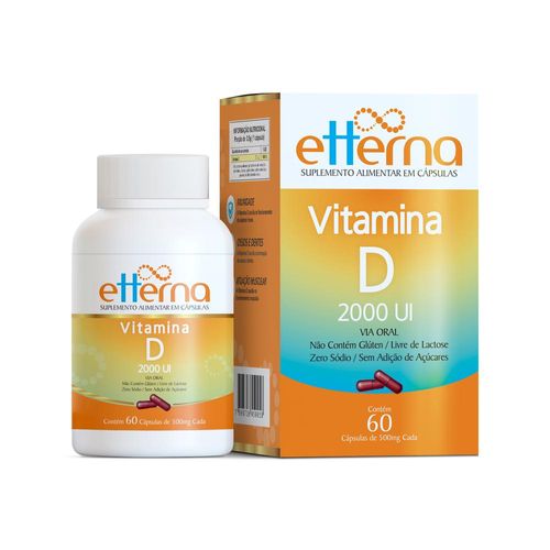 Vitamina D 2.000UI Etterna com 60 Cápsulas com 500mg