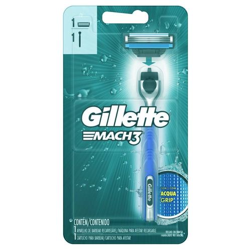 Aparelho de Barbear Gillette Mach3 Acqua Grip Regular com 1 Unidade