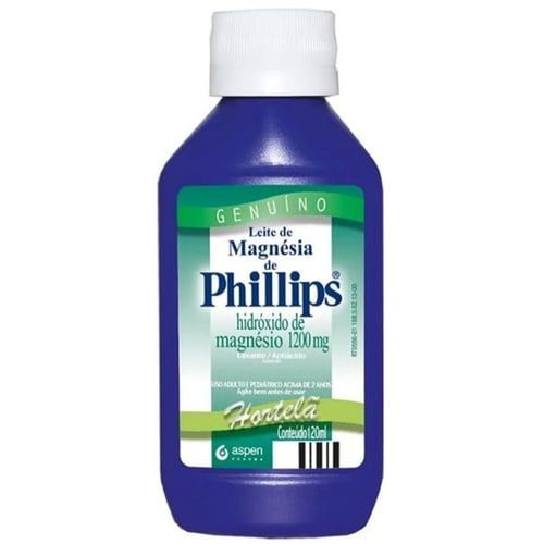 Leite de Magnésia de Phillips 1214,25mg/15ml Suspensão de Uso Oral Sabor Hortelã Frasco 120ml