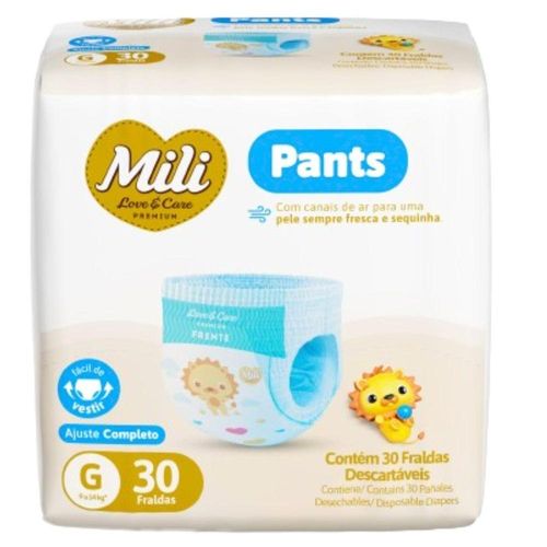 Fraldas Descartáveis Mili Love Care Pants Tamanho G com 30 Unidades