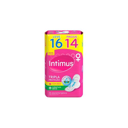 Absorvente Intimus Tripla Proteção Cobertura Seca com Abas com 16 Unidades