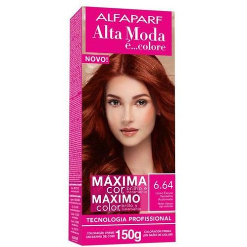 Creme de Tintura Altamoda 6.64 Louro Escuro Cor Vermelho Acobreado 150g