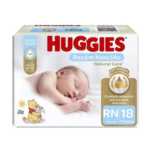Fralda Huggies Recém Nascido Natural Care com 18 Unidades