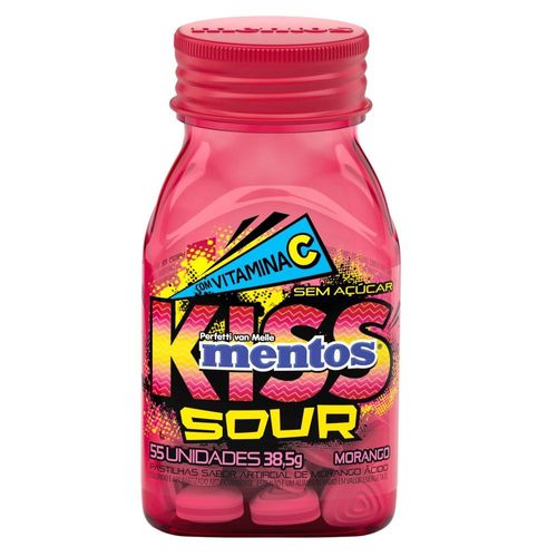 Mentos Kiss Sour Morango sem Açúcar 38.5g