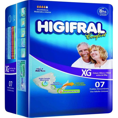 Fralda Geriátrica Higifral Confort XG com 7 Unidades