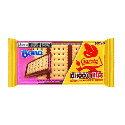 Chocolate ao Leite Garoto Recheio Bono Morango Chocotrio 90g