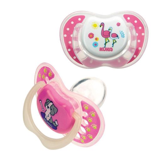 Chupetas Rosas Lumina Day & Night Bico Ortodôntico Tamanho Nº 2 Kuka com 2 Unidades